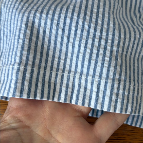 Denim & Co Vintage Blue White Stripe Shorts 4 Pockets Elastic Waist 7" Inseam - Picture 15 of 16